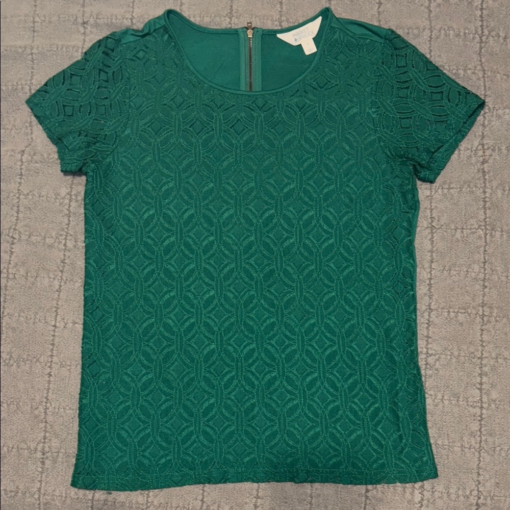Market & Spruce Hans Crotchet Mixed Material Blouse